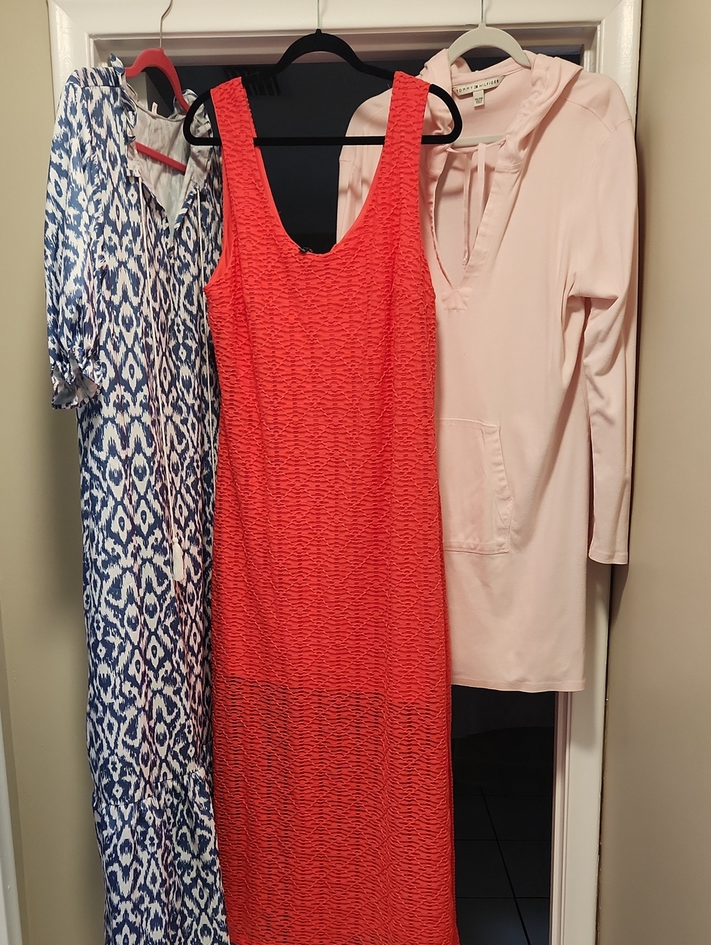 3 Swimsuit Coverups/ Coral & TOMMY Lightly Worn/ Blue & White New Never Worn
